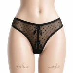 شورت زنانه حریر خال خالی مدل اسلیپ فاق متوسط ملوسو