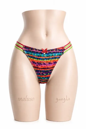 شورت زنانه لامبادا طرح دار فانتزی مدل تانگ ملوسو