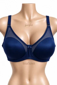 سوتین ساتن با فنر خاتون کاپ C مینیمایزر سرمه ‌ای پرلون پرسی - ملوسو